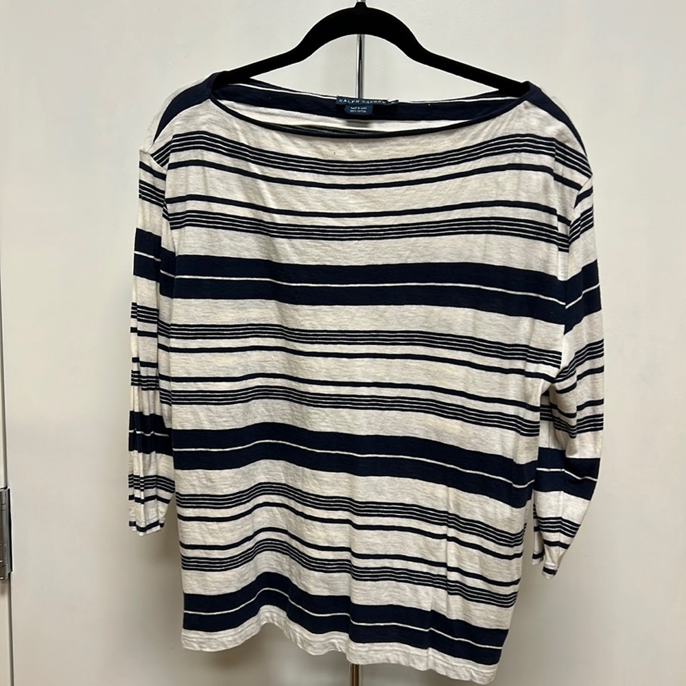 Ralph Lauren SZ XL navy / cream 3/4 sleeve